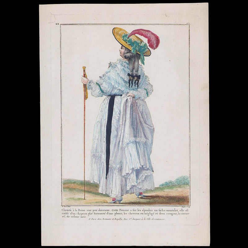 Gallerie des Modes et Costumes Français, 1778-1787, gravure n° xx 262, Chemise à la Reine (1784)