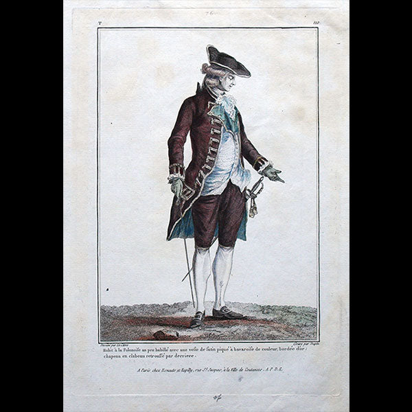 Gallerie des Modes et Costumes Français, 1778-1787, gravure n° T 110, Habit à la Polonaise par Leclerc (1779)