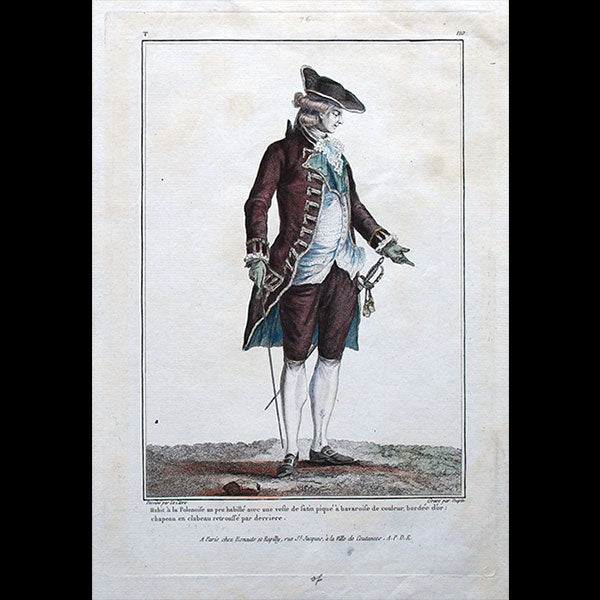 Gallerie des Modes et Costumes Français, 1778-1787, gravure n° T 110, Habit à la Polonaise par Leclerc (1779)
