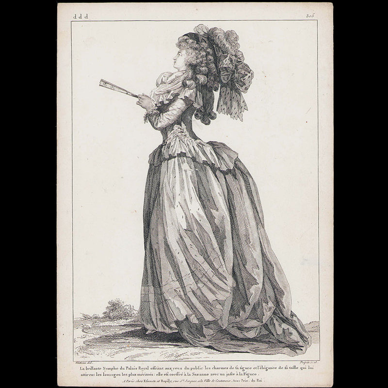 Gallerie des Modes et Costumes Français, 1778-1787 - réunion de 8 gravures par Watteau (1784-1785)