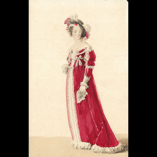 Auguste Garneray - Theodora, dessin du costume de Mme Belmont (1813)