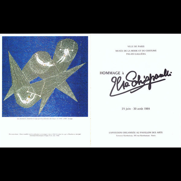 Schiaparelli - Hommage à Elsa Schiaparelli, Paris 21 juin - 30 août 1984
