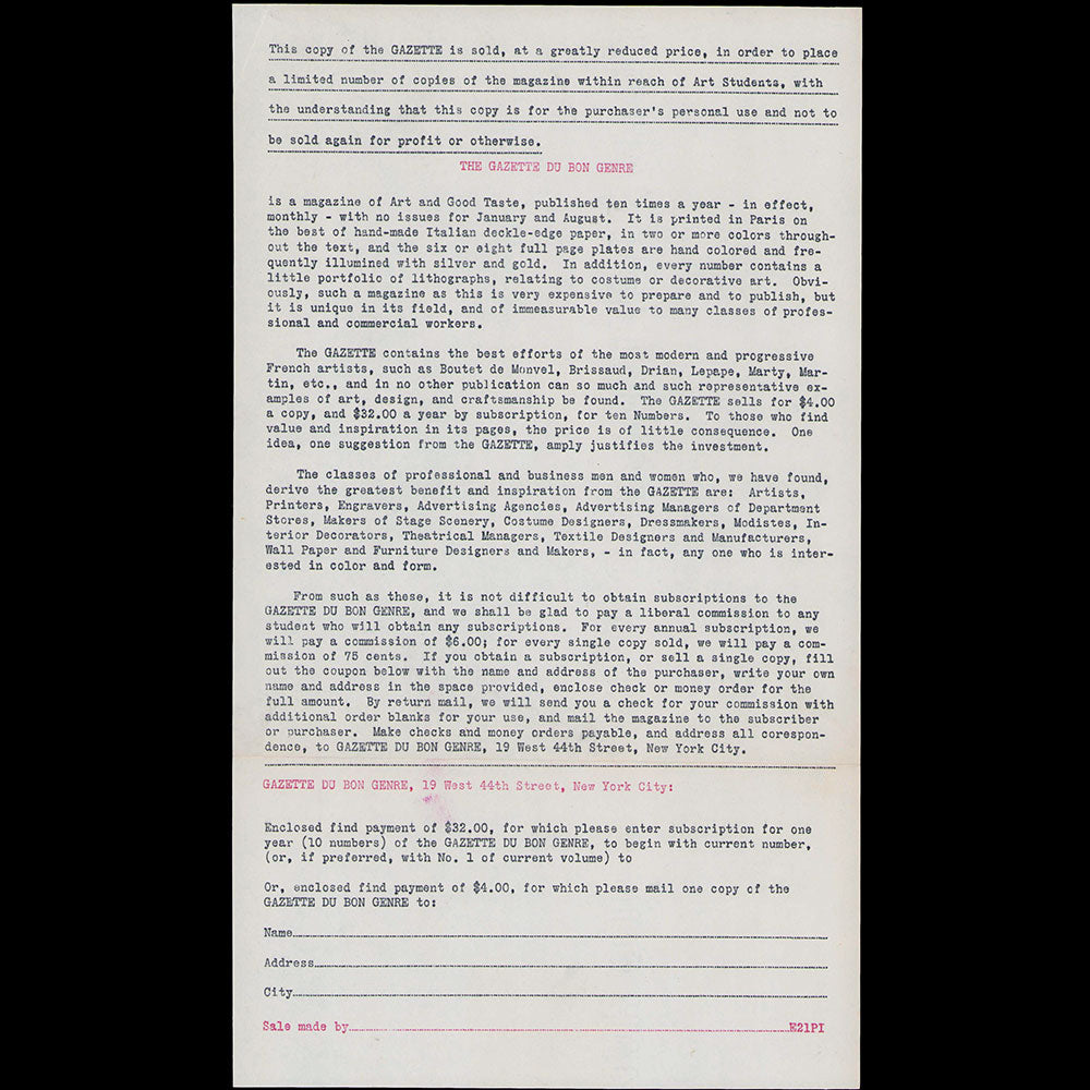Gazette du Bon Genre (n°5, 1920), édition américaine de la Gazette du Bon Ton