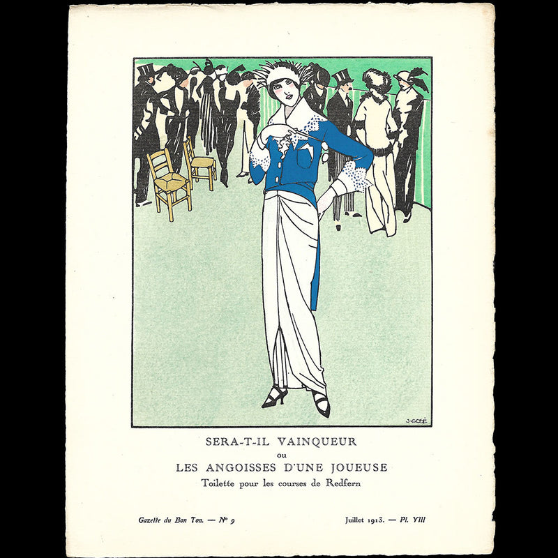 Gazette du Bon Ton - Sera-t-il vainqueur?, toilette de Redfern, planche de Gosé (n°9, 1913)
