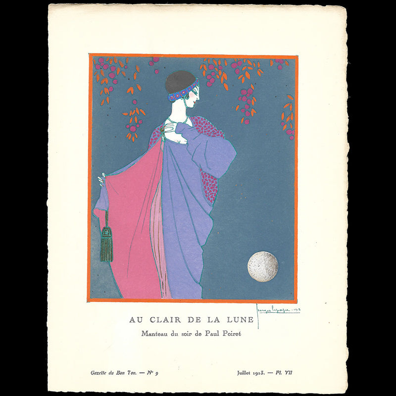 Gazette du Bon Ton - Au Clair de la Lune, manteau de Poiret, planche de Georges Lepape (n°9, 1913)