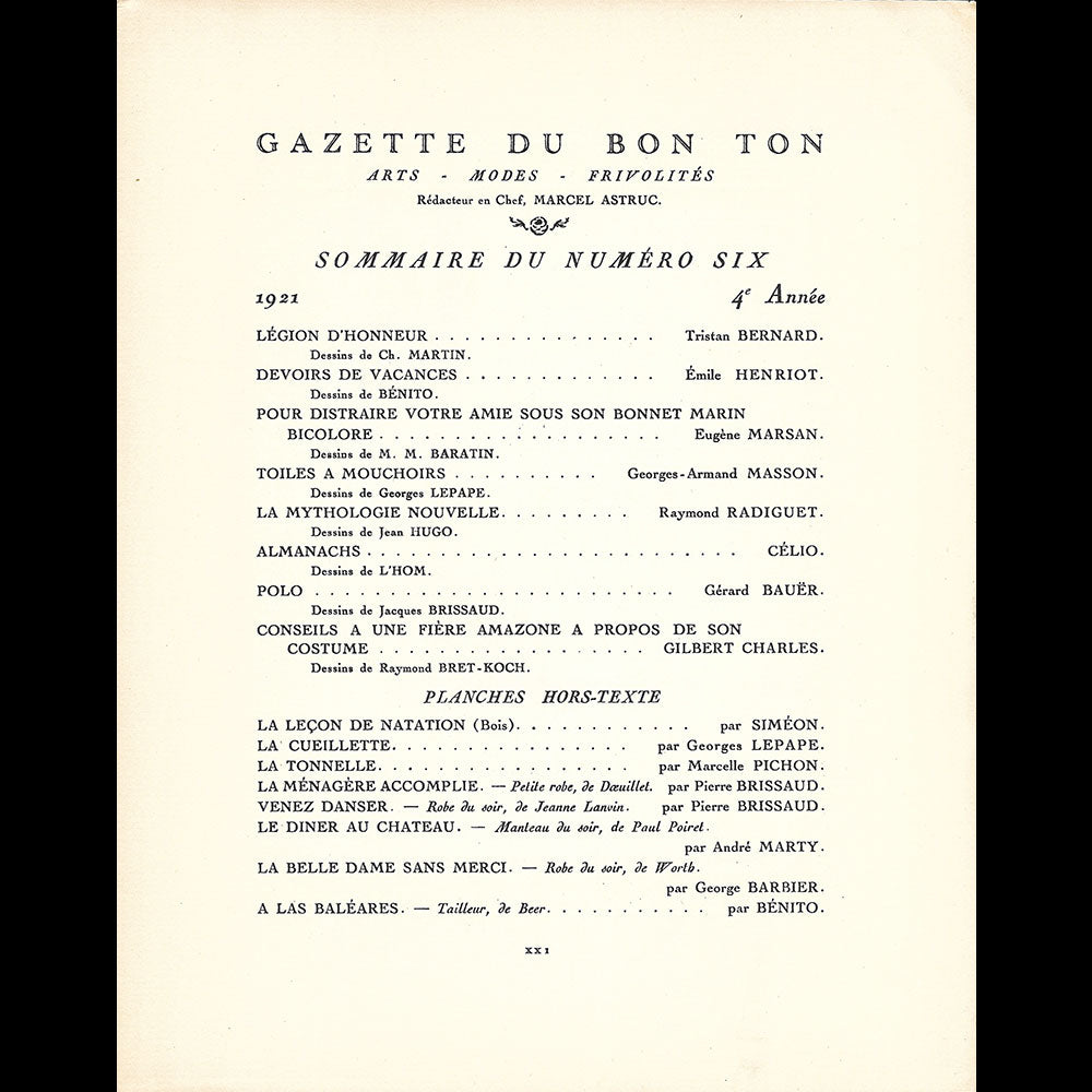 Gazette du Bon Ton (n°6, 1921)