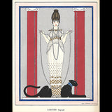 La Femme à la Panthère, pochoir de George Barbier l'invitation de la maison Cartier à l'exposition de bijoux de décadence antique (1914)