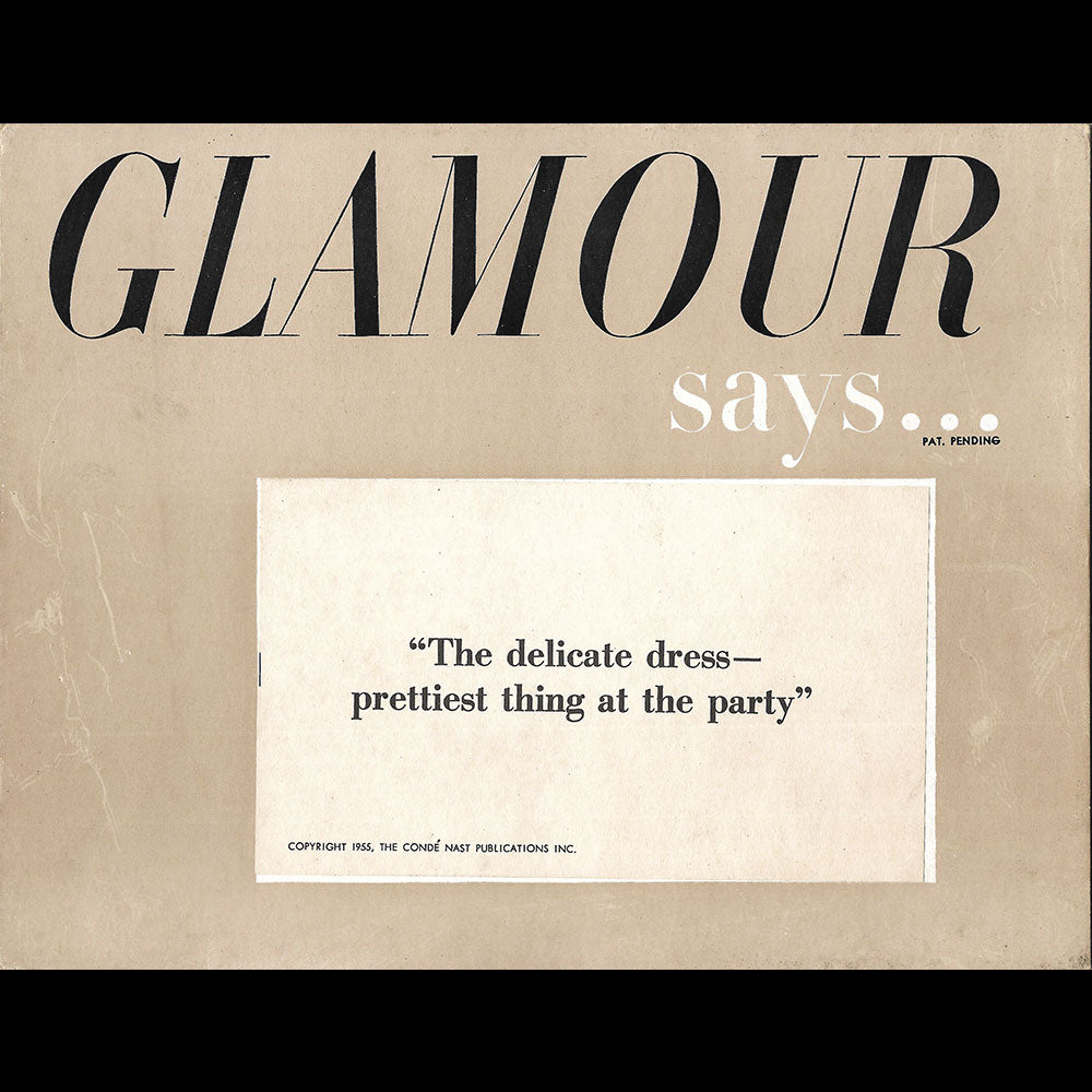 Glamour - Réunion de 3 cartons publicitaires Glamour says... (1955)
