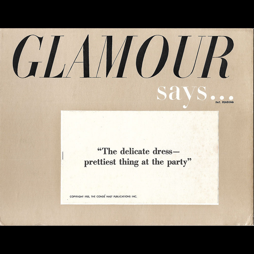 Glamour -  Carton publicitaire Glamour says... (1955)