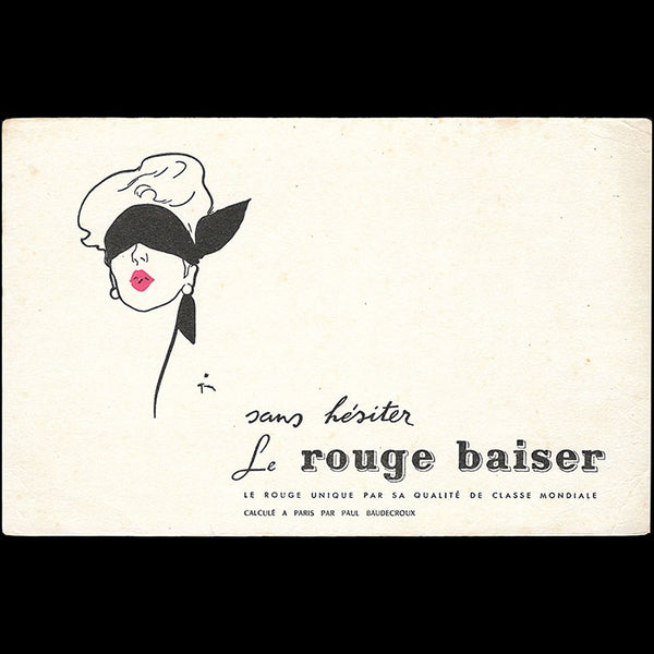 René Gruau - Rouge Baiser, buvard de Baudecroux (circa 1949)