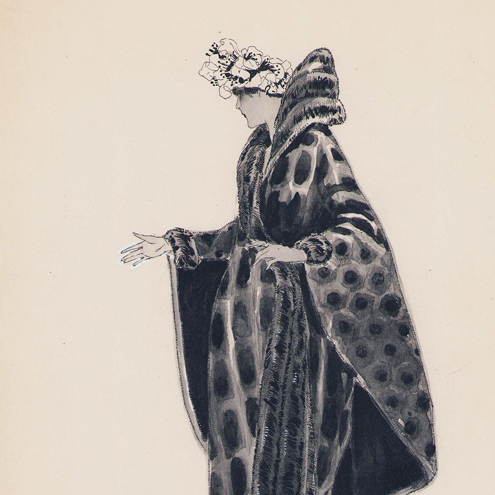Fourrures Max - Manteau de fourrure, dessin de Huguette Haendel (circa 1920)