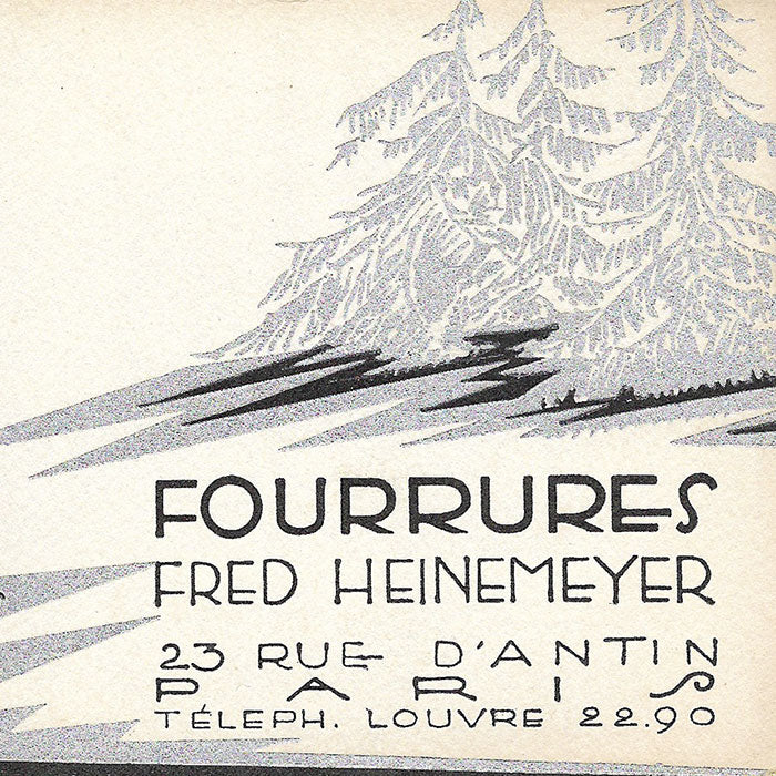 Fred Heinemeyer - Carte de la maison de fourrures, rue d'Antin à Paris (circa 1920)