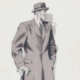 Marcel Hemjic - Elégant en manteau tenant une canne, dessin pour L'Homme Moderne, numéro spécial de l'Exposition Internationale des Arts et Techniques dans la Vie Moderne (1937)