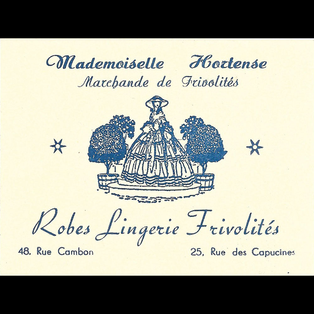 Mademoiselle Hortense - advertising card illustrated by Pierre Brissaud (c. 1925)