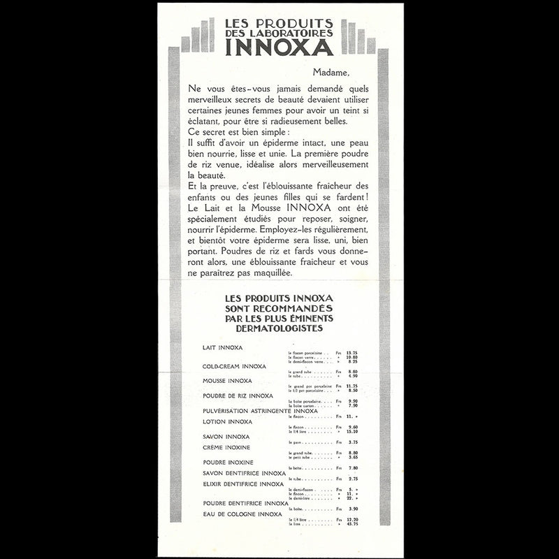 Innoxa - Document publicitaire illustré (1925)