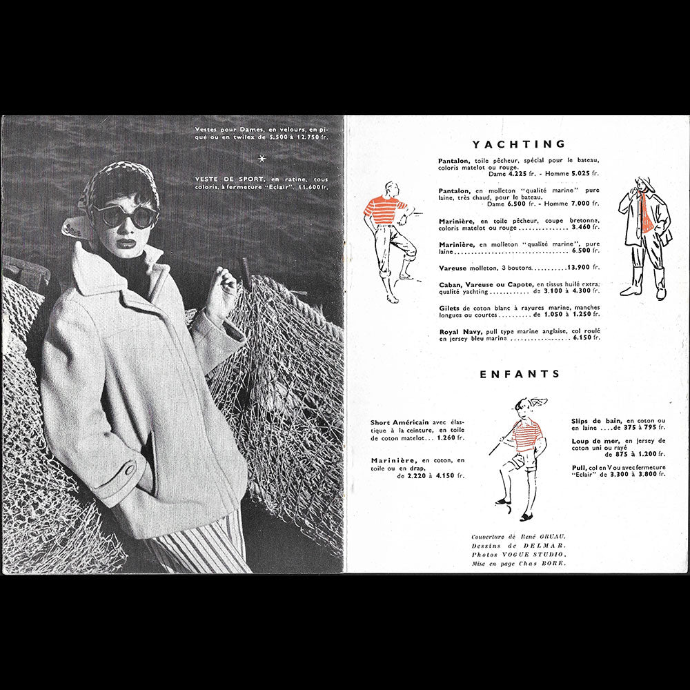 Jacques Maraut - Catalogue de vêtements de sport (1950s), couverture de René Gruau