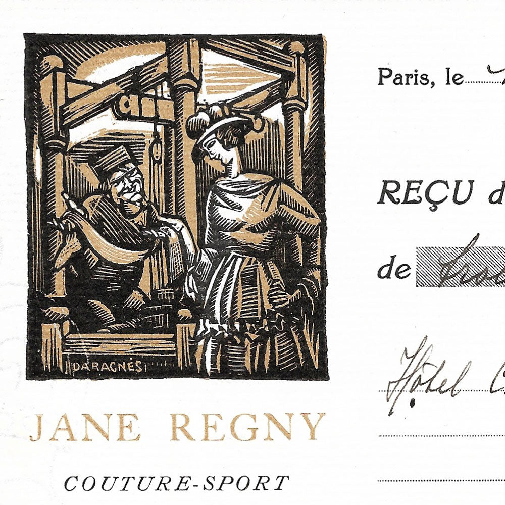 Jane Regny - Reçu de la maison de couture (1928)