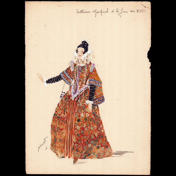 Japhet - Dessin d'un costume espagnol du XVIème siècle (1915)