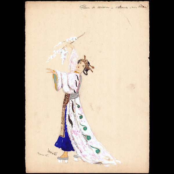 Japhet - Dessin d'un costume japonais Fleur de cerisier (1915)