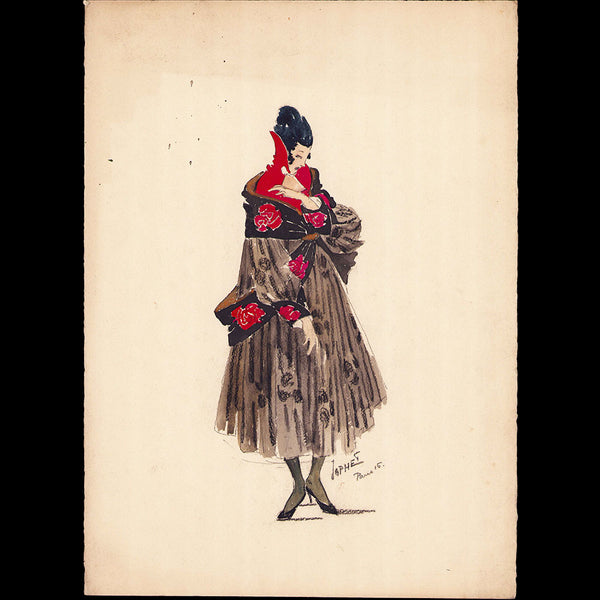 Japhet - Dessin d'un manteau de fourrure (1916)