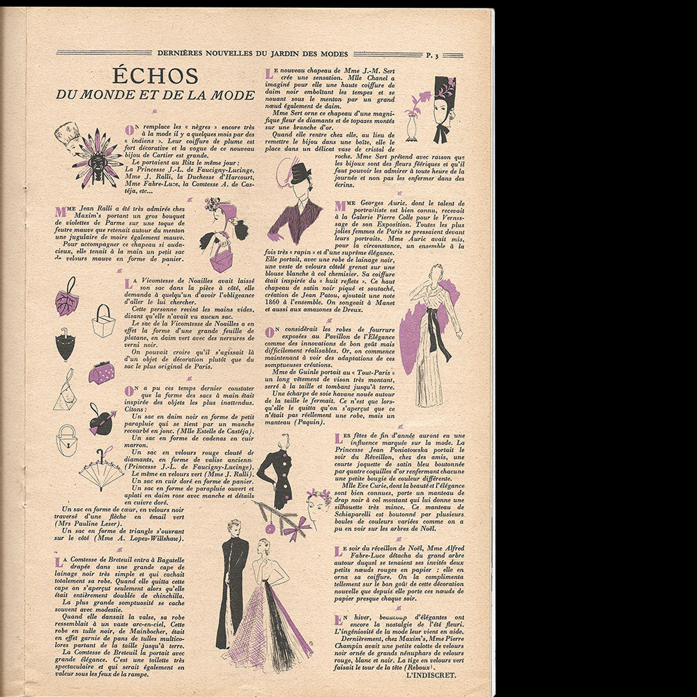 Le Jardin des Modes, n°250, 1er février 1938, ensemble de Schiaparelli