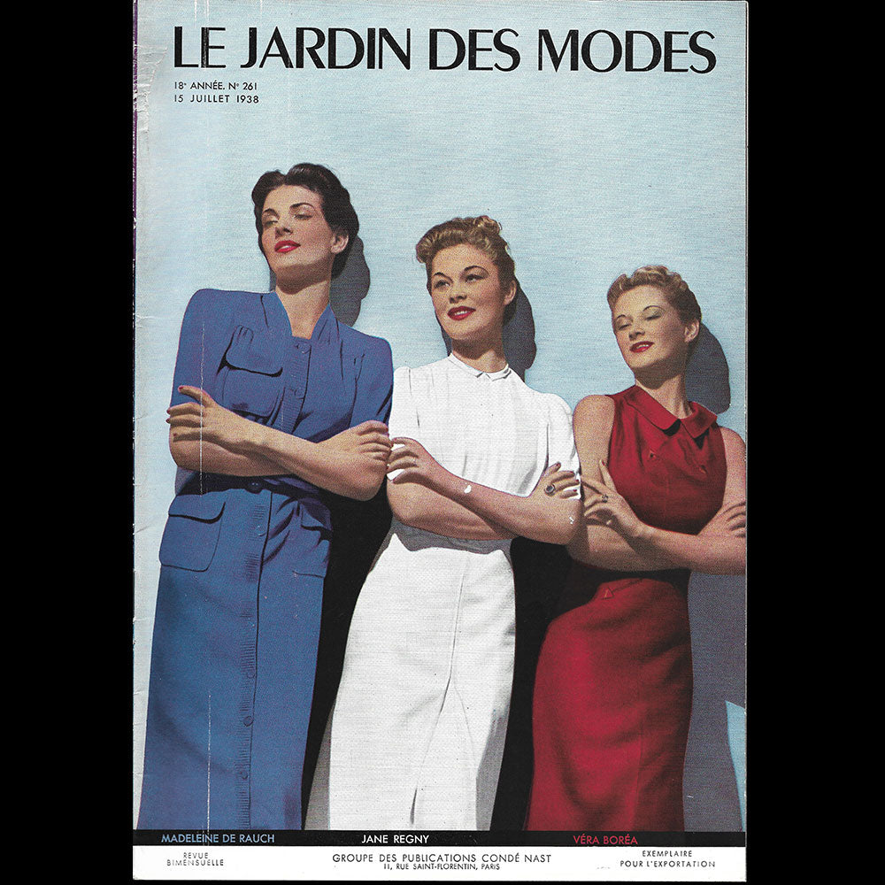 Le Jardin des Modes, n°261, 15 juillet 1938, Ensembles de Madeleine de Rauch, Jane Regny, Véra Boréa