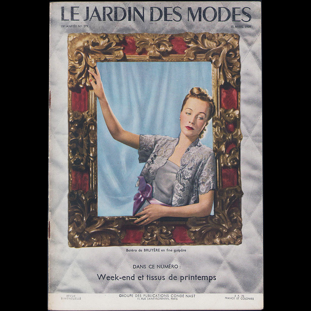 Le Jardin des Modes, n°279, 15 avril 1939, boléro de Bruyère