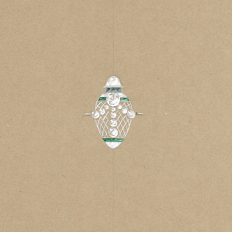 Jean d'Ylen - Dessin de bague pour un joaillier parisien (circa 1910-1912)