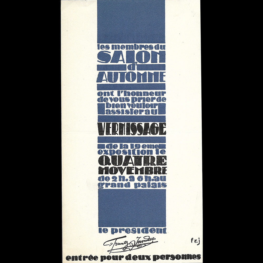 Jourdain - Invitation au vernissage du Salon d'Automne (1926)