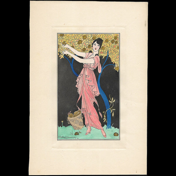 Journal des Dames et des Modes, Costumes Parisiens (1914) - Robe de bal, épreuve avant la lettre sur Japon de Robert Dammy