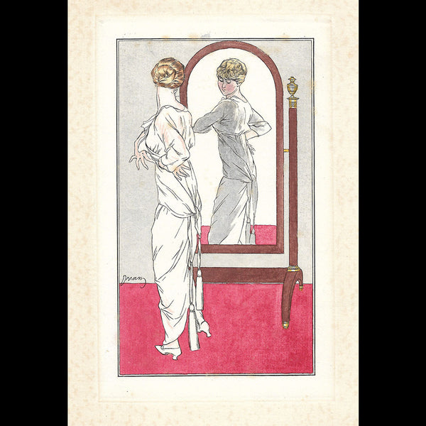 Journal des Dames et des Modes, Costumes Parisiens (1913) - Robe de Linon, épreuve avant la lettre de Drian