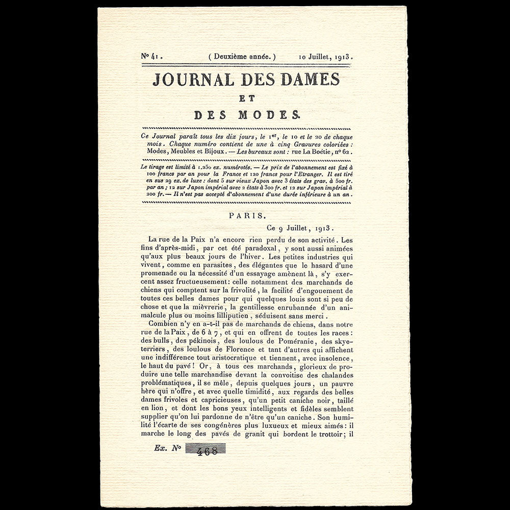 Le Journal des Dames et des Modes, Costumes Parisiens, n°41, 1913