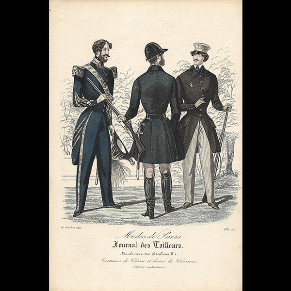 Modes de Paris, Journal des Tailleurs, gravure de mode masculine (1843)