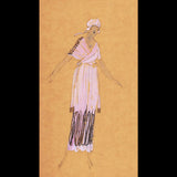 Elégante en robe déshabillée, dessin de L'hom pour une revue de mode (1910s)
