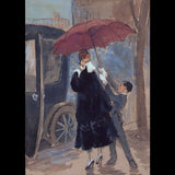 L'Elégante protégée de la pluie, dessin de L'hom pour une revue (circa 1915)