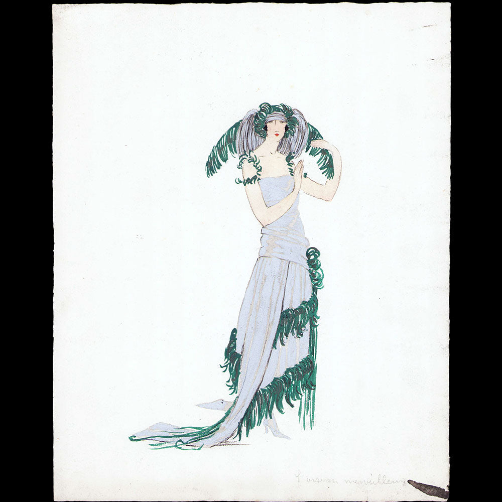 L'Hom - L'Oiseau merveilleux, dessin pour une revue de mode (1920s)