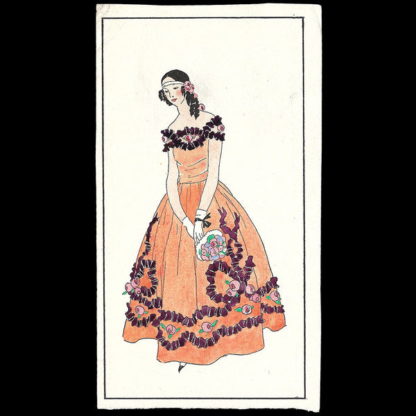 Robe de style, dessin de L'hom pour une revue de mode (1910s)
