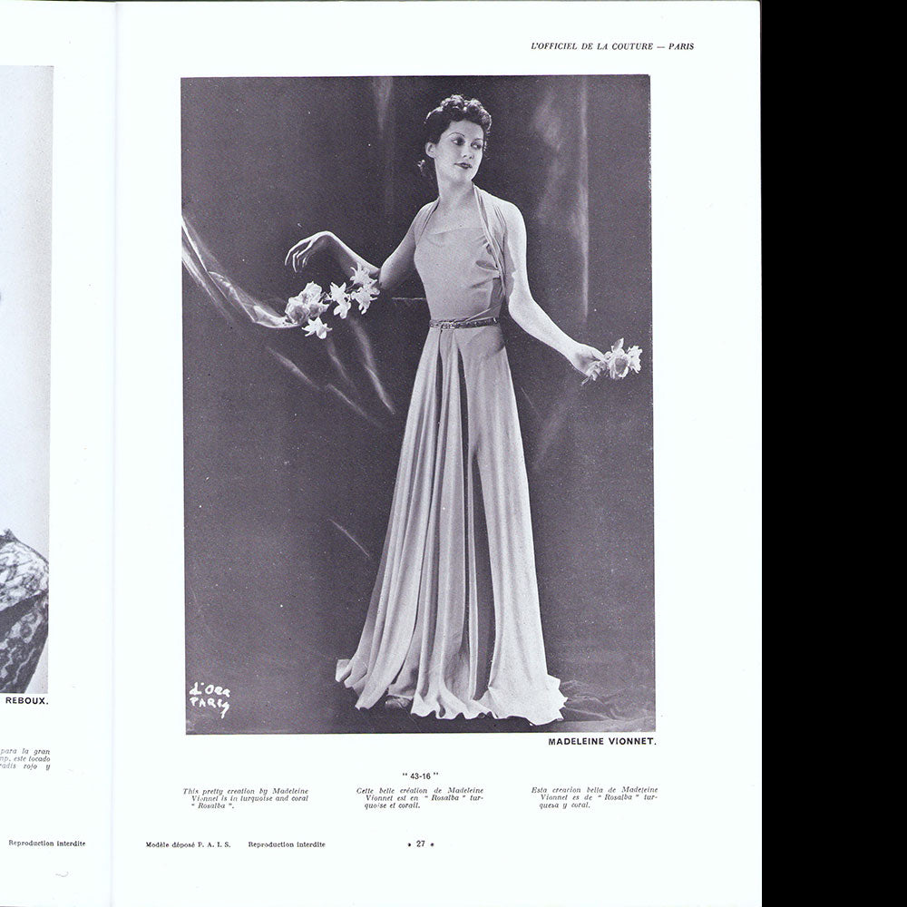 L'Officiel de la Mode et de la Couture de Paris - août 1937