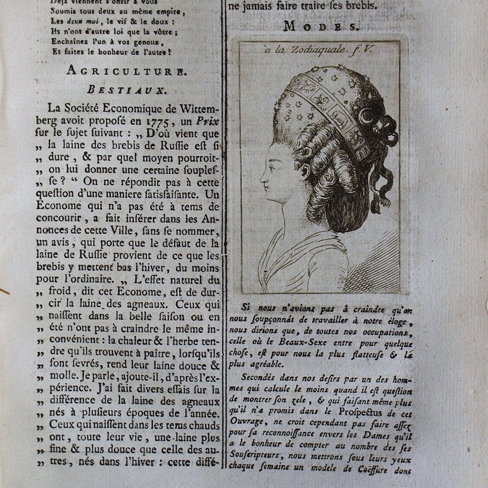 La Feuille sans Titre - Réunion des 181 première livraisons, seize gravures de coiffures 1777