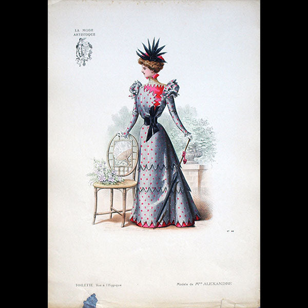 Mme Alexandre - Toilette vue à l'hippique, gravure de La Mode Artistique (1896)