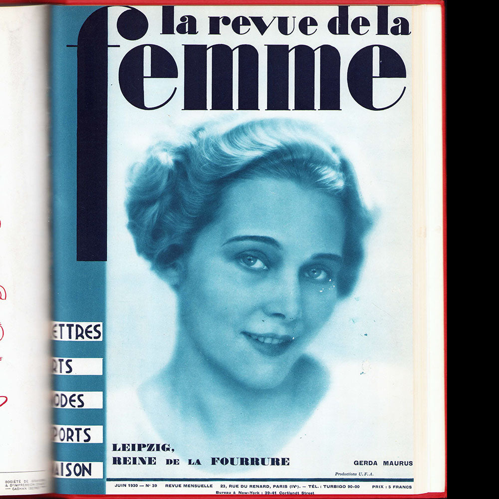 La Revue de la Femme - Réunion de 37 des 39 numéros de 1 à 39 (1926-1930)