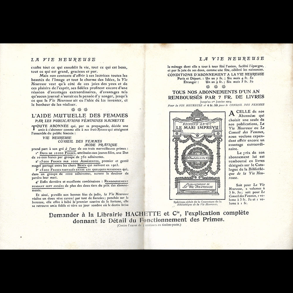 La Vie Heureuse - Document de présentation et d'abonnement (1902)