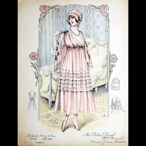 Jeanne Lanvin - Toilette portée par Jane Renouardt, gravure des Grandes Modes de Paris (circa 1915)