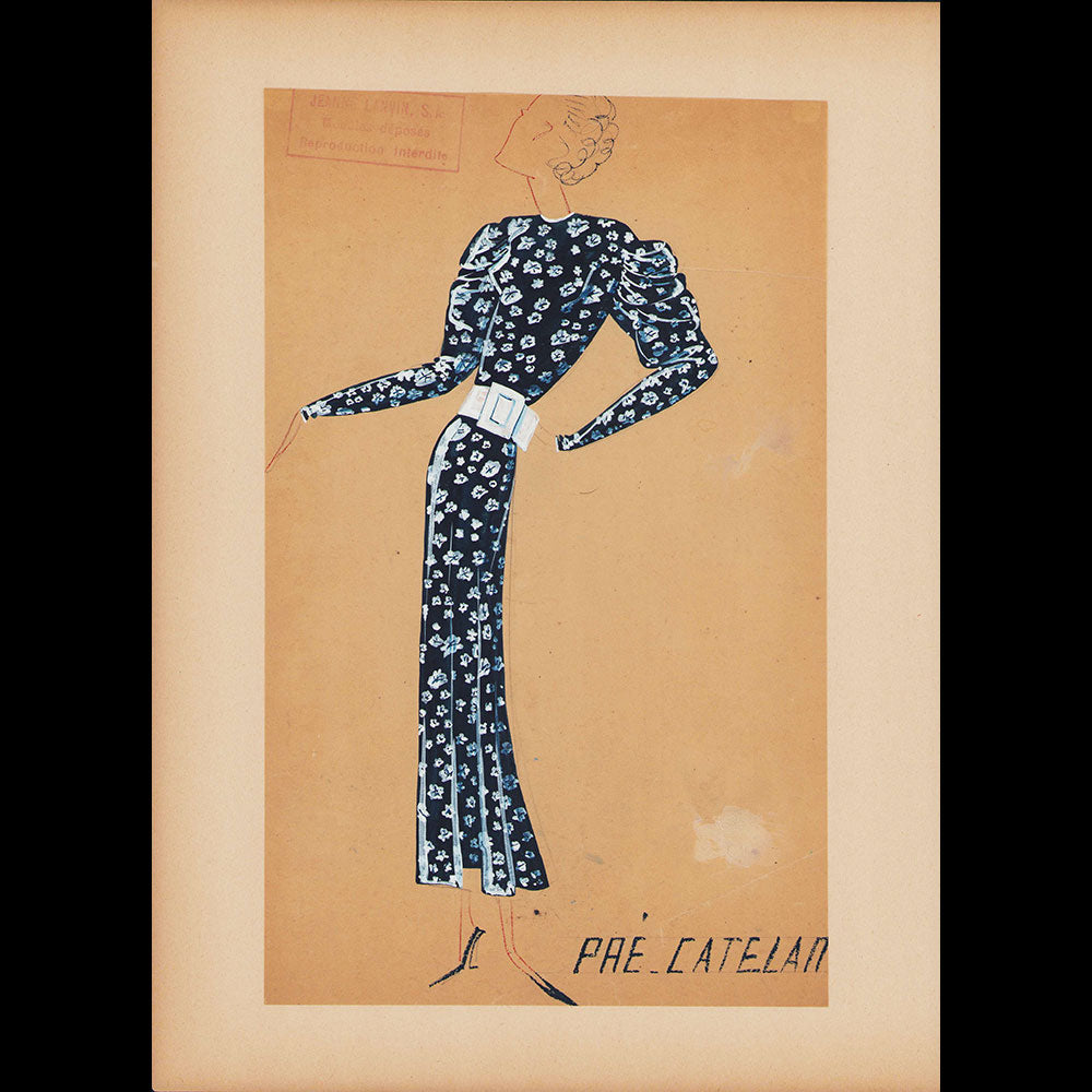 Jeanne Lanvin - Dessin de la robe Pré Catelan, 1936
