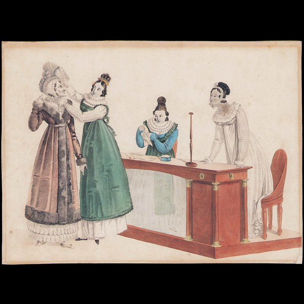 Le Bon Genre, gravure n°76, le Contraste ou le Chapeau couleur de Rose (1815)