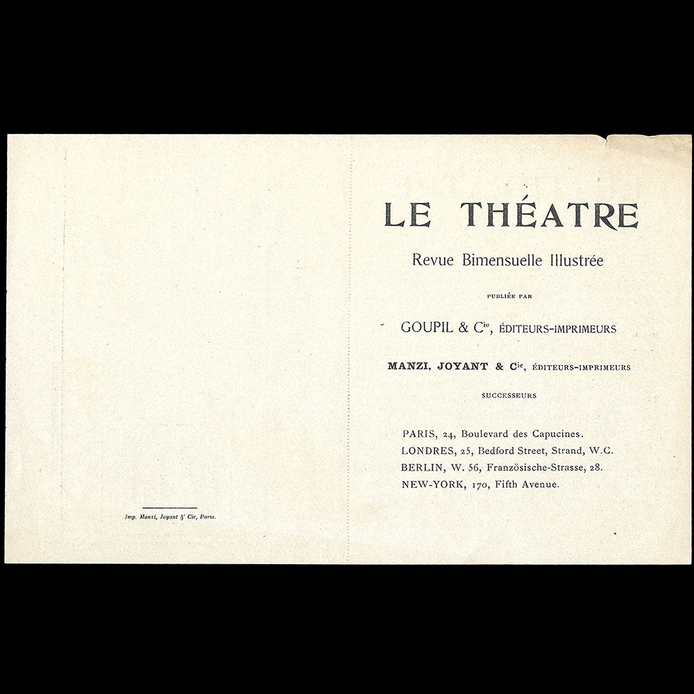 Le Théâtre - Document de présentation et d'abonnement (1902)