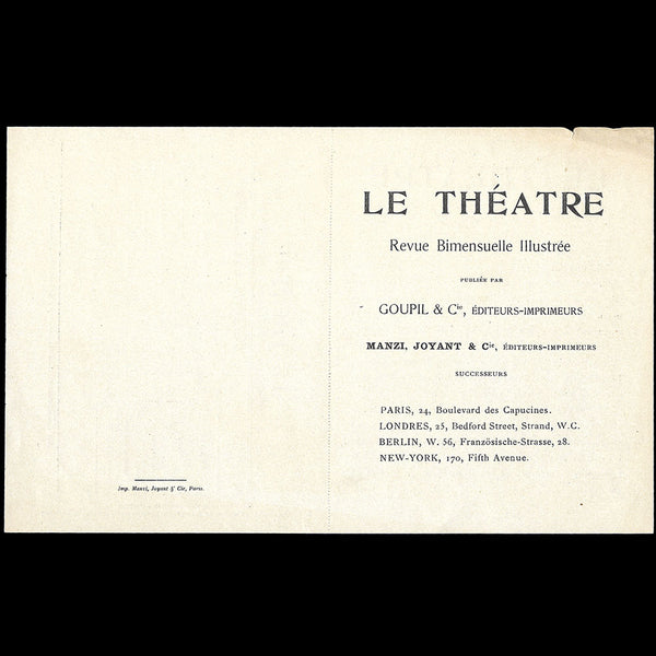 Le Théâtre - Document de présentation et d'abonnement (1902)