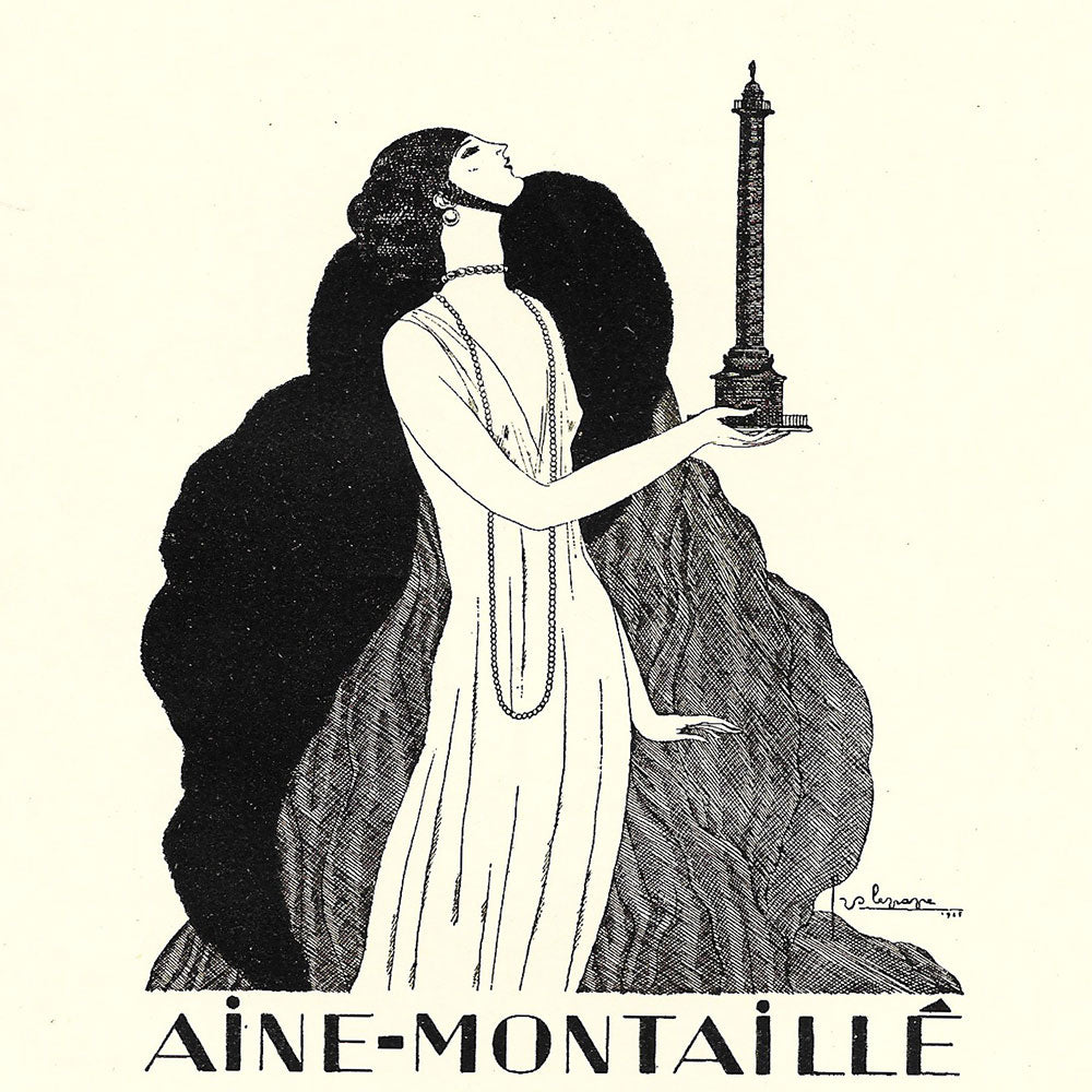 Ainé-Montaille - Encart publicitaire illustré par Georges Lepape (1928)