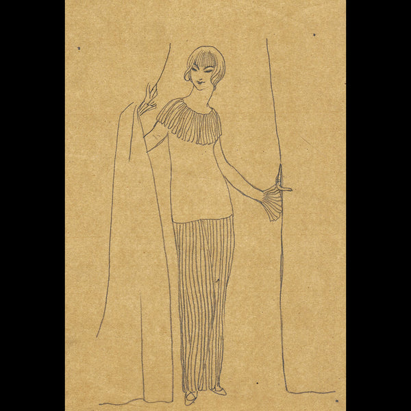 Modes et Manières d'Aujourd'hui - Le Rideau qui s'écarte, dessin de Georges Lepape pour la planche X (1912)