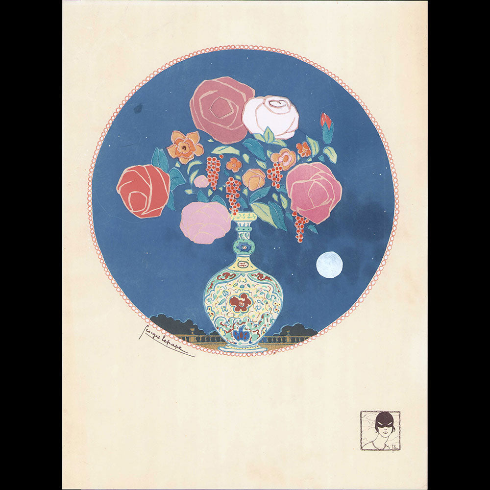 Georges Lepape - Bouquet de Fleurs, planche de L'Eventail et la Fourrure chez Paquin (1911)